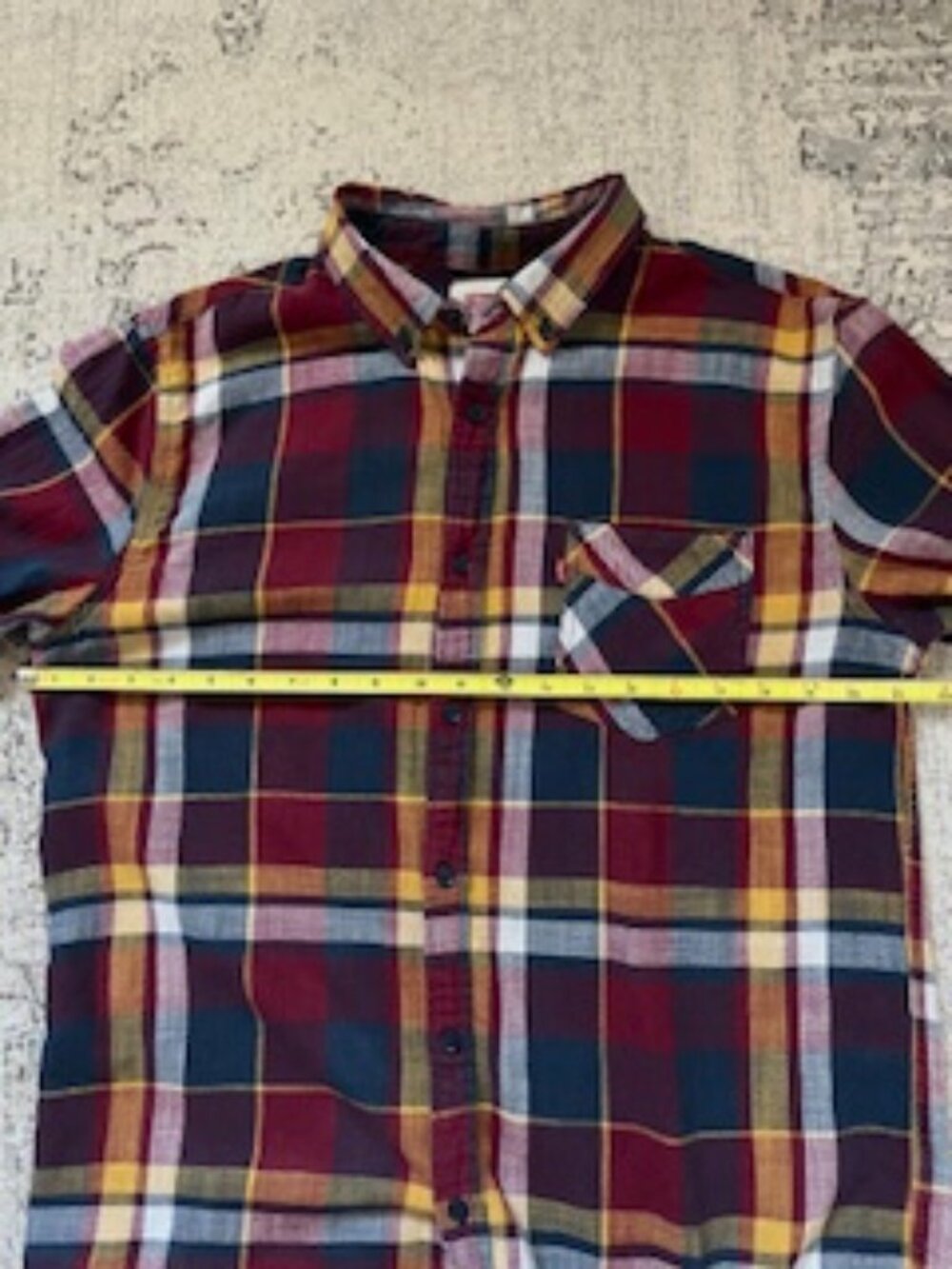 🧡3/15 Levi's Plaid Long Sleeve Red Blue Yellow Shirt Men's L - Picture 5 of 10